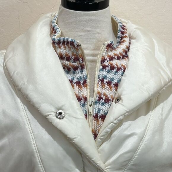 Vintage 90's Andy Johns Cream Puffer Vest With Knit Trim - L - Picture 4 of 7